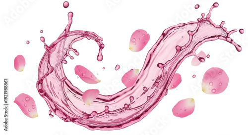 Pink Rose Water Splash Explosion Floral Extract Liquid Isolated Transparent PNG