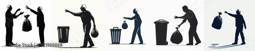 Silhouette Vector Illustration of an Person Throwing Out Trash