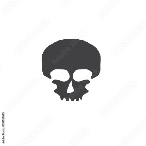 Minimalist skull logo featuring a smooth, rounded grey silhouette with a stylized nasal cavity and jawline, ideal for urban apparel, e-sports teams, or modern graphic design.