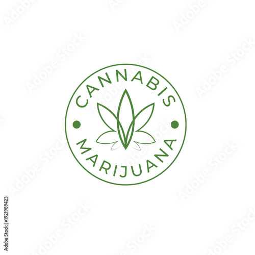 Label logo with marijuana leaf.Vector illustration