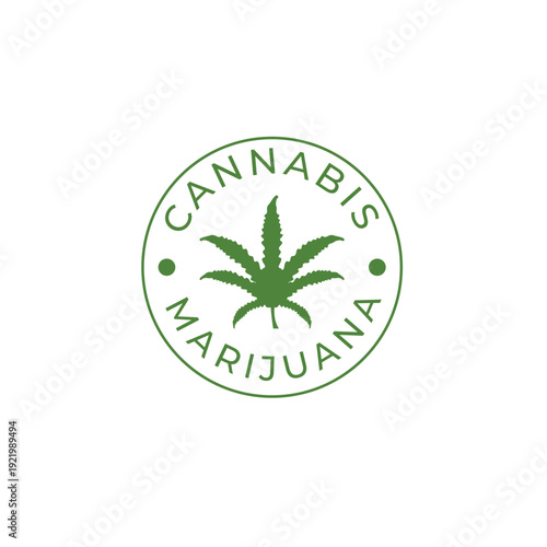 Label logo with marijuana leaf.Vector illustration