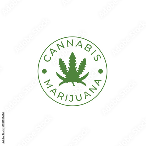 Label logo with marijuana leaf.Vector illustration