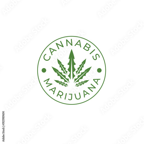 Label logo with marijuana leaf.Vector illustration