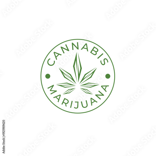 Label logo with marijuana leaf.Vector illustration