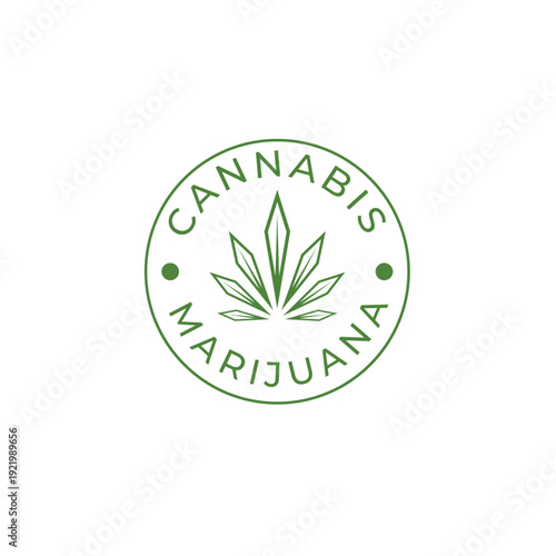 Label logo with marijuana leaf.Vector illustration
