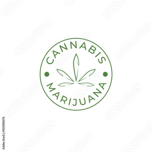 Label logo with marijuana leaf.Vector illustration
