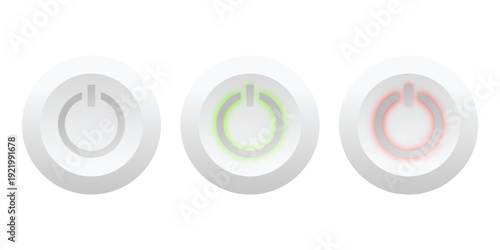 Power Button Icons Set with On and Off States