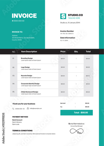 Blue And Black Invoice 