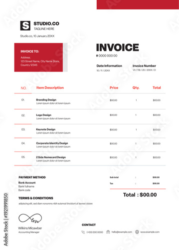 Red And Black Invoice 