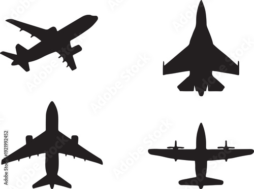  Airplane silhouette set