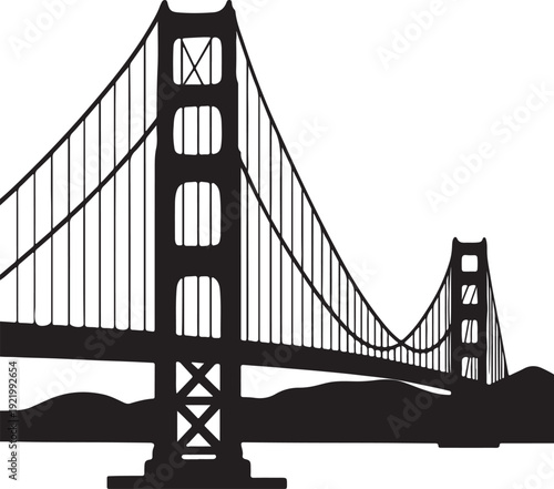 Golden gate bridge silhouette vector