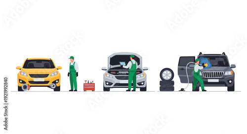 Toy Cars and Mechanics Figures.