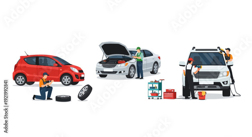 Toy Cars with Mechanics and Tools.