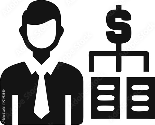 Business professional supervising a financial organizational chart with revenue streams