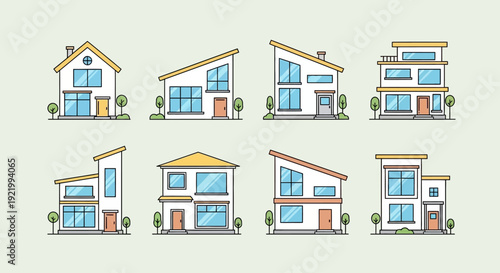 House Vector / Home flat icon / Building houses - Vector outline icon set