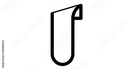 A simple black clip icon on a plain surface viewed from the front