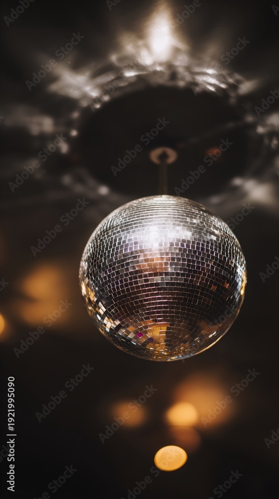 Obraz premium Disco ball is hanging from the ceiling