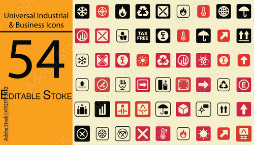 54 universal business icons set flat design vector illustration