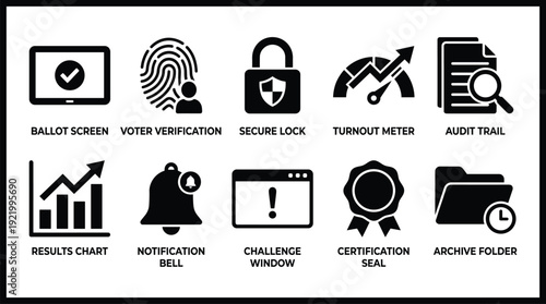 Icons representing various security and verification concepts