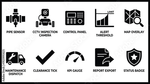Industrial monitoring and maintenance icons