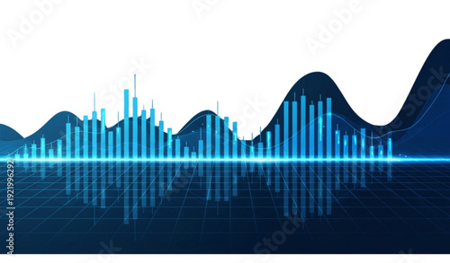 Modern Blue Candlestick Chart Wave – Digital Stock Market Data Visualization Background