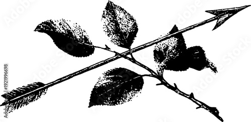 Elegant bow and laurel high contrast ink art for design and decoration