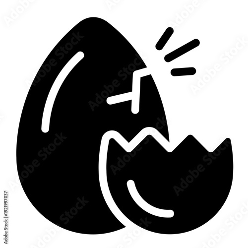 hatch glyph icon. egg cracking shell. chick birth. poultry farming