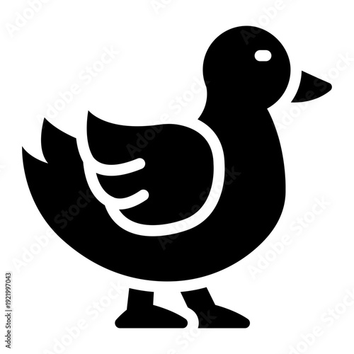duck glyph icon. farm bird animal. poultry livestock. agriculture sector