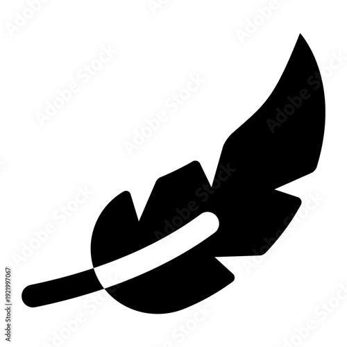 feather glyph icon. poultry plume. bird element. farming industry