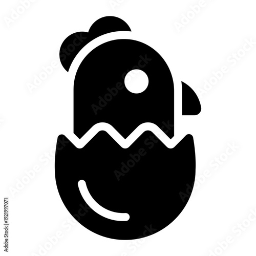 chick glyph icon. baby chicken hatch. poultry growth. farm livestock
