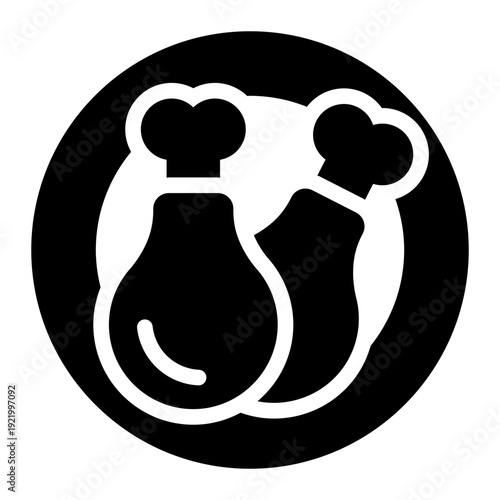 drumstick glyph icon. chicken leg meat. poultry cut. food product