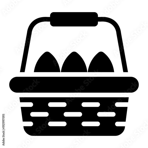 eggs basket glyph icon. fresh farm eggs. poultry harvest. agriculture product