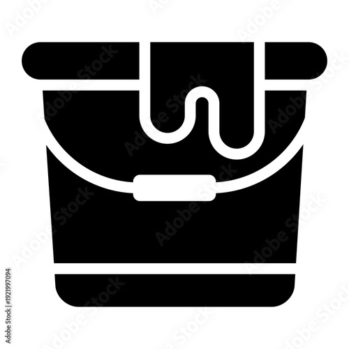 Water bucket glyph icon. feed container tool. poultry farming. livestock supply