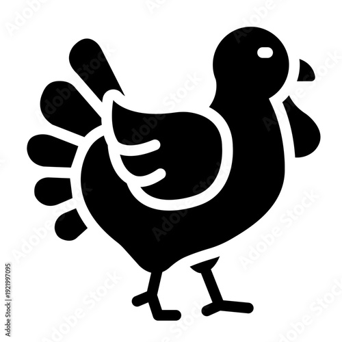 turkey glyph icon. farm bird livestock. poultry meat. agriculture sector