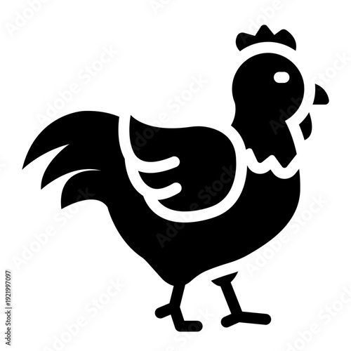rooster glyph icon. male chicken bird. farm livestock. poultry breeding