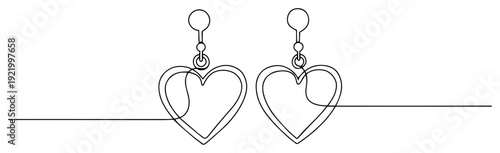 Heart shaped earrings jewelry gift for Valentines day in continuous line art style