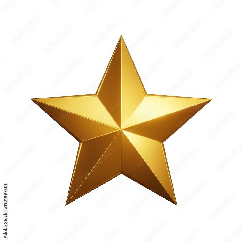 Obraz premium Golden star shape with five points on white background