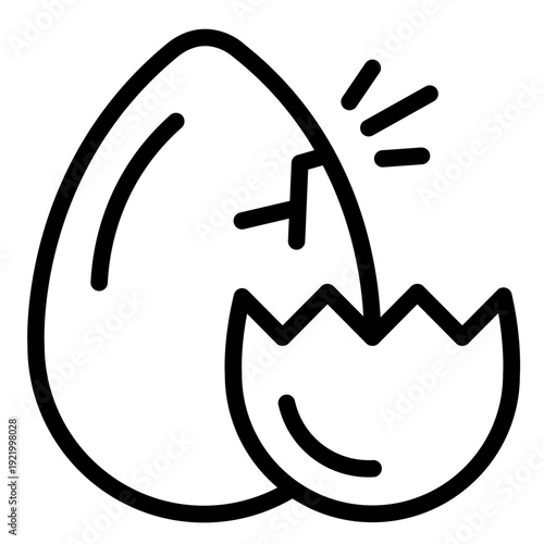 hatch outline icon. egg cracking shell. chick birth. poultry farming