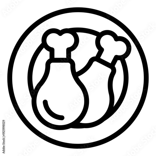drumstick outline icon. chicken leg meat. poultry cut. food product