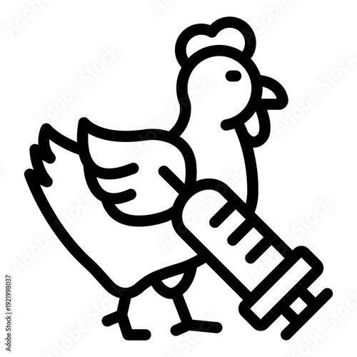 vaccine outline icon. poultry syringe injection. disease prevention. veterinaty