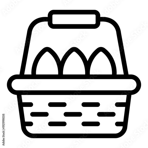 eggs basket outline icon. fresh farm eggs. poultry harvest. agriculture product