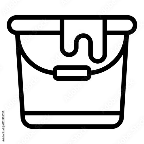 Water bucket outline icon. feed container tool. poultry farming. livestock supply