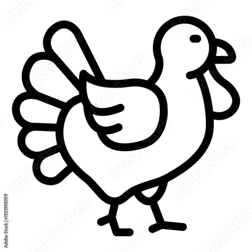 turkey outline icon. farm bird livestock. poultry meat. agriculture sector