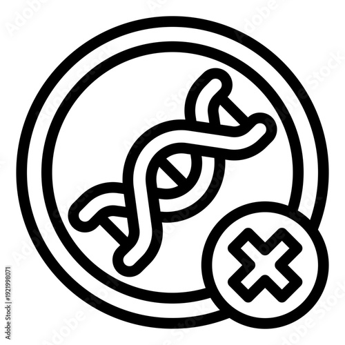 no gmo outline icon. modified free sign. organic poultry. food safety