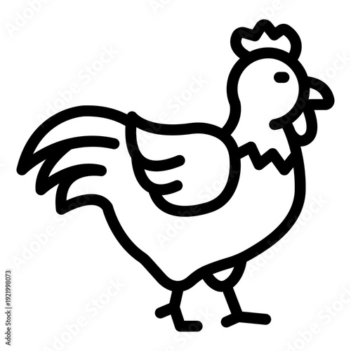 rooster outline icon. male chicken bird. farm livestock. poultry breeding