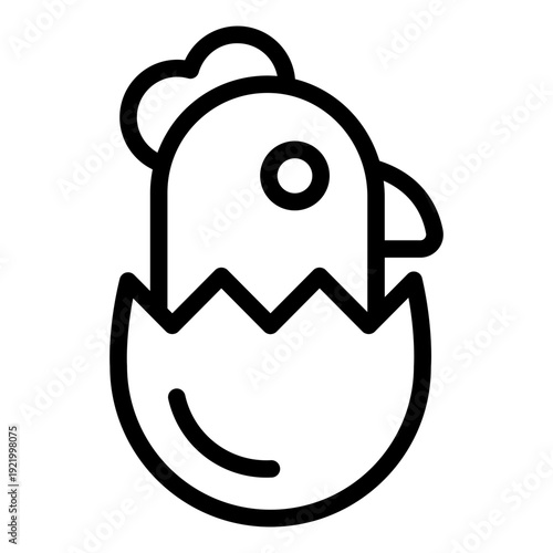 chick outline icon. baby chicken hatch. poultry growth. farm livestock
