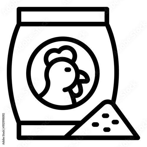 feeding outline icon. poultry feed supply. grain nutrition. farm agriculture