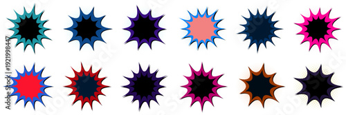 Comic Book Style Explosion Speech Bubbles for Retro Pop Art Graphic Design