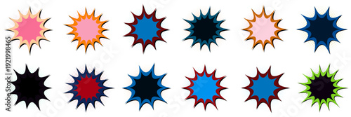 Comic Book Explosion Speech Bubbles Set for Retro Pop Art Graphic Design