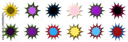 Retro Comic Book Explosion Speech Bubbles for Pop Art Graphic Design